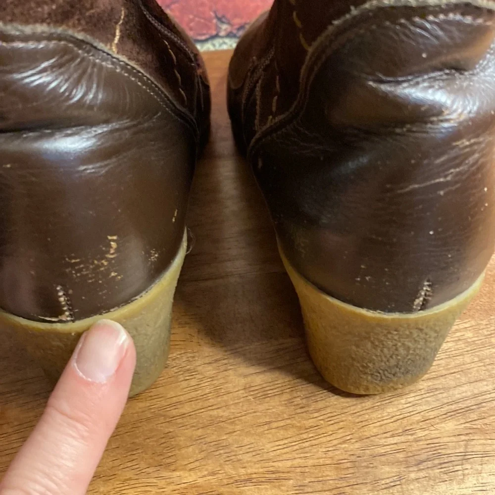 Pajar Brown Genuine Shearling Lining Short Slip On Zip Up Warm Boots Size 7 - Picture 9 of 17